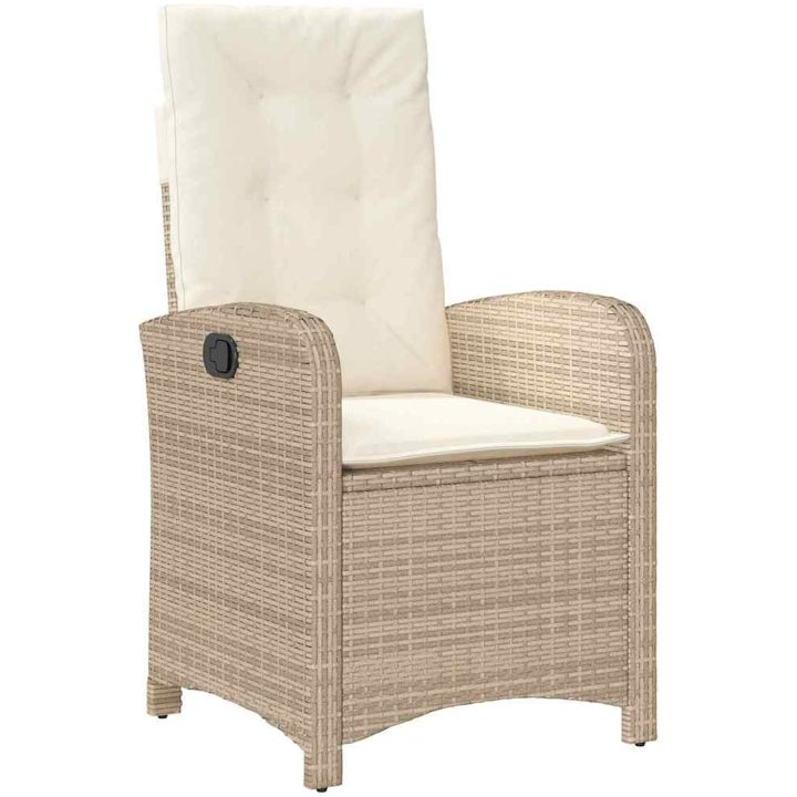 9 delar trädgårds dining set med kuddar beige poly rattan vidaXL 200 x 80 x 73 cm – bild 5