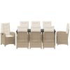 9 delar trädgårds dining set med kuddar beige poly rattan vidaXL 200 x 80 x 73 cm – miniatyr 6