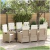 9 delar trädgårds dining set med kuddar beige poly rattan vidaXL 200 x 80 x 73 cm – miniatyr 1
