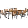 9 Delar Trädgårds matgrupp Svart Poly Rattana Akacia vidaXL 8 - Sits – miniatyr 2
