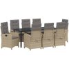 9 delar Trädgårds matset med kuddar Beige Poly Rattan vidaXL 200 x 80 x 73 cm – miniatyr 2