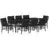 9 delar trädgårdsdining set med kuddar svart poly rattan vidaXL 200 x 80 x 73 cm – miniatyr 2