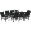 9 delar trädgårdsdining set med kuddar svart poly rattan vidaXL 200 x 80 x 73 cm – miniatyr 3