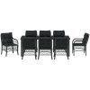 9 delar trädgårdsdining set med kuddar svart poly rattan vidaXL 200 x 80 x 73 cm – miniatyr 6