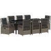 9 Delar Trädgårdsmatgrupp Grå Poly Rattan vidaXL 200 x 80 x 73 cm – miniatyr 2