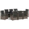 9 Delar Trädgårdsmatgrupp Grå Poly Rattan vidaXL 200 x 80 x 73 cm – miniatyr 3