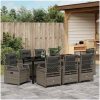 9 Delar Trädgårdsmatgrupp Grå Poly Rattan vidaXL 200 x 80 x 73 cm – miniatyr 4