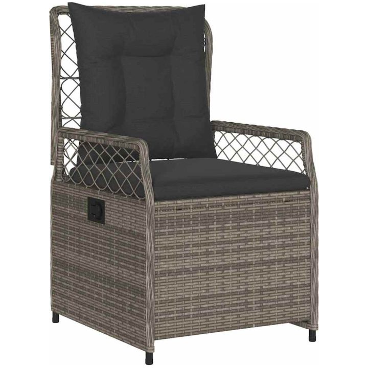 9 Delar Trädgårdsmatgrupp Grå Poly Rattan vidaXL 200 x 80 x 73 cm – bild 5