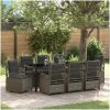 9 Delar Trädgårdsmatgrupp Grå Poly Rattan vidaXL 200 x 80 x 73 cm – miniatyr 1
