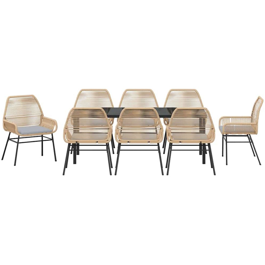 9 delar trädgårdsmatset med kuddar, brun polyrotting vidaXL 200 x 80 x 73 cm – bild 7