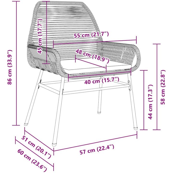 9 delar trädgårdsmatset med kuddar, brun polyrotting vidaXL 200 x 80 x 73 cm – bild 9