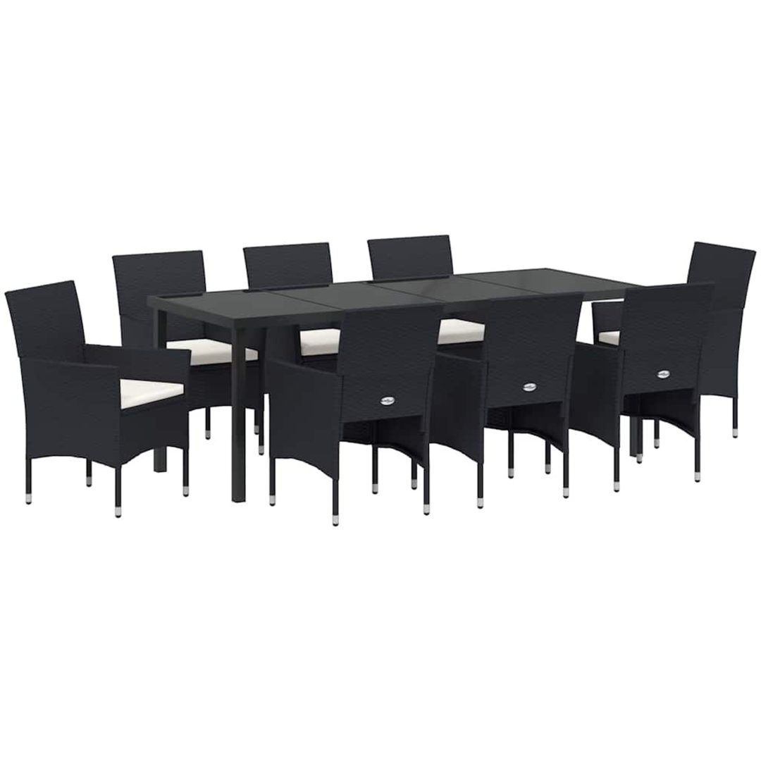 9 Delar Trädgårdsmöbelset - Svart Poly Rattan vidaXL 200 x 80 x 73 cm – bild 2