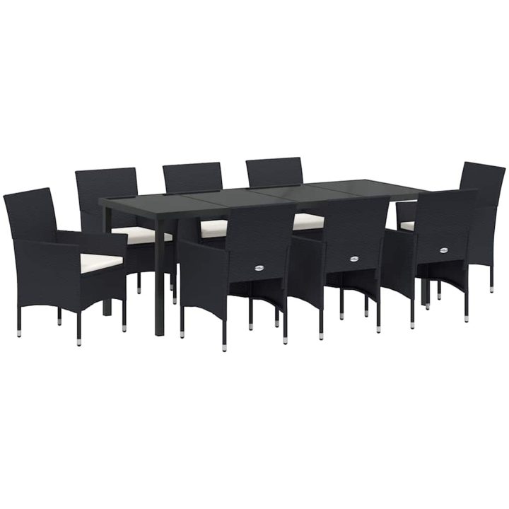 9 Delar Trädgårdsmöbelset - Svart Poly Rattan vidaXL 200 x 80 x 73 cm – bild 2