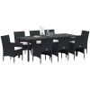 9 Delar Trädgårdsmöbelset - Svart Poly Rattan vidaXL 200 x 80 x 73 cm – miniatyr 3