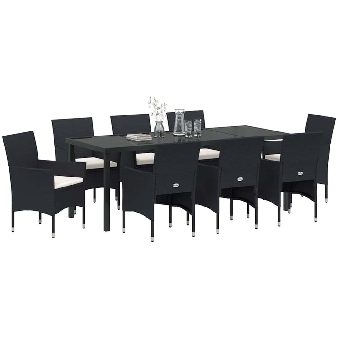 9 Delar Trädgårdsmöbelset - Svart Poly Rattan vidaXL 200 x 80 x 73 cm – bild 3