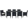 9 Delar Trädgårdsmöbelset - Svart Poly Rattan vidaXL 200 x 80 x 73 cm – miniatyr 7