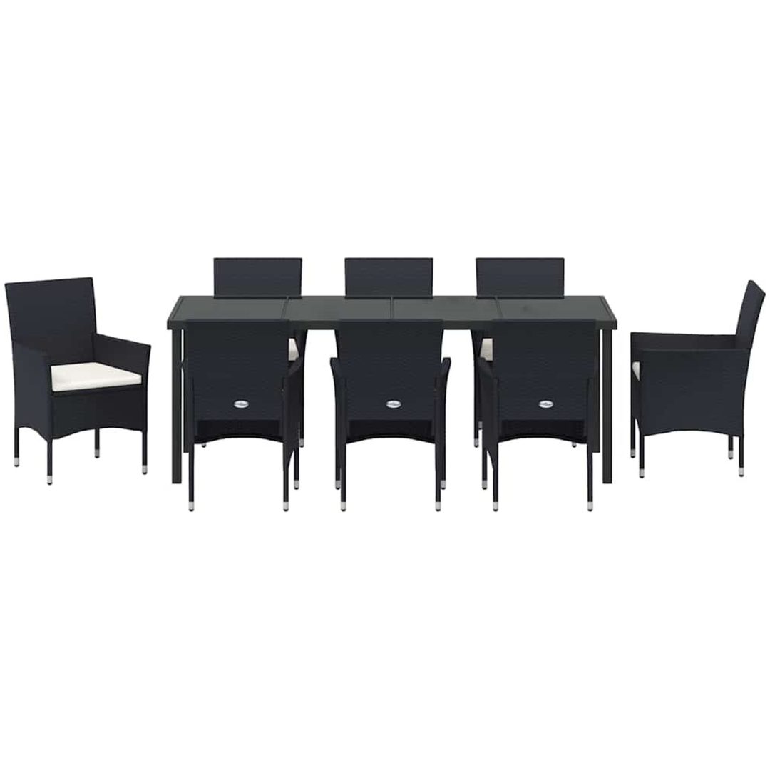 9 Delar Trädgårdsmöbelset - Svart Poly Rattan vidaXL 200 x 80 x 73 cm – bild 7