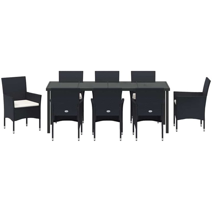 9 Delar Trädgårdsmöbelset - Svart Poly Rattan vidaXL 200 x 80 x 73 cm – bild 7