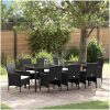 9 Delar Trädgårdsmöbelset - Svart Poly Rattan vidaXL 200 x 80 x 73 cm – miniatyr 1