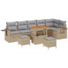 9 Delar Trädgårdsofa Set med Kuddar Beige Poly Rattan Akacia vidaXL Stor – miniatyr 2