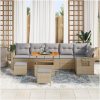 9 Delar Trädgårdsofa Set med Kuddar Beige Poly Rattan Akacia vidaXL Stor – miniatyr 3