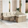 9-delar Trädgårdsofa Set med Kuddar Beige Poly Rattan vidaXL 55 x 55 x 37 cm – miniatyr 1