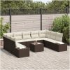 9 Delar Trädgårdsofa Set med Kuddar Grå Poly Rattan vidaXL 289 x 209 x 85 cm – miniatyr 3