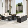 9 Delar Trädgårdsofa Set med Kuddar Svart Poly Rattan Akacia vidaXL Stor – miniatyr 1