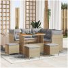 9 Delar Trädgårdsoff Set med Kuddar Beige Poly Rattan Akacia vidaXL Exakta mått på setet – miniatyr 1