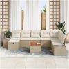 9 Delar Trädgårdsoff-set med Kuddar Beige Poly Rotting vidaXL 55 x 55 x 37 cm – miniatyr 3