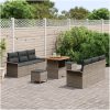 9 Delar Trädgårdsoff Set med Kuddar Grå Poly Rattan Akacia vidaXL Större – miniatyr 3