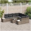 9 Delar Trädgårdsoff Set med Kuddar Grå Poly Rattan vidaXL 55 x 55 x 37 cm – miniatyr 3