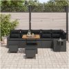 9 Delar Trädgårdsoff Set med Kuddar Svart Poly Rattan Akacia vidaXL Stor – miniatyr 3
