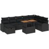 9 Delar Trädgårdsoff-set med Kuddar Svart Poly Rattan vidaXL 55 x 55 x 37 cm – miniatyr 2