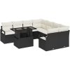 9 Delar Trädgårdsoff Set med Kuddar Svart Poly Rattan vidaXL Stor – miniatyr 2