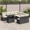 9 Delar Trädgårdsoff Set med Kuddar Svart Poly Rattan vidaXL Stor – miniatyr 3