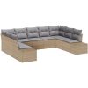 9 Delar Trädgårdsoff Sets med Kuddar Beige Poly Rattan vidaXL 289 x 209 x 85 cm – miniatyr 1