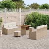 9 delar trädgårdsoffa set med kuddar beige poly rattan akacia vidaXL Stor – miniatyr 3