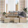 9 Delar Trädgårdsoffaset med Kuddar Beige Poly Rattan Akacia vidaXL Stor – miniatyr 3