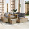 9 Delar Trädgårdsoffaset med Kuddar Beige Poly Rattan Akacia vidaXL Stor – miniatyr 1