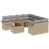 9 Delar Trädgårdsofför Set med Kuddar i Beige Poly Rottning vidaXL Medium – miniatyr 2