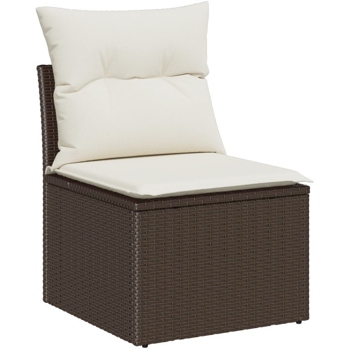 9-delar Trädgårdsoffset med kuddar Grå Konstrotting vidaXL Stor – bild 4