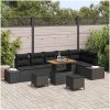 9 Delar Trädgårdsoffset med Kuddar Svart Poly Rattan Akacia vidaXL Standard – miniatyr 1