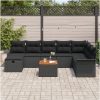 9 Delar Trädgårdsoffset med Kuddar Svart Poly Rattan vidaXL 55 x 55 x 37 cm – miniatyr 3