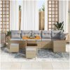 9 Delar Trädgårdssofa Set med Kuddar Beige Poly Rattan Akacia vidaXL Medium – miniatyr 3