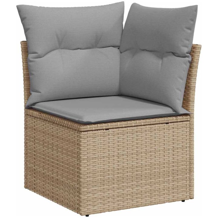 9 Delar Trädgårdssofa Set med Kuddar Beige Poly Rattan Akacia vidaXL Medium – bild 4