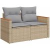 9 Delar Trädgårdssofa Set med Kuddar Beige Poly Rattan Akacia vidaXL Medium – miniatyr 6