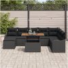 9 Delar Trädgårdssoff med Kuddar Svart Poly Rattan Akacia vidaXL Stor – miniatyr 3