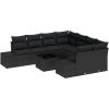 9 Delar Trädgårdssoffa Set med Kuddar Svart Poly Rattan vidaXL 55 x 55 x 37 cm – miniatyr 2