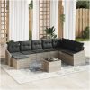 9-delar Trädgårdssoffasett med kuddar Grå Poly Rattan vidaXL 288,5 x 178,5 x 85 cm – miniatyr 1